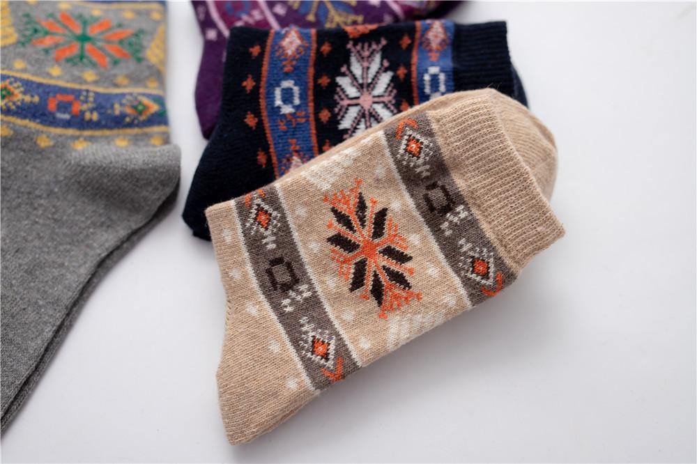 Womens Winter Wool Warm Thick Vintage Socks Fashion Sock Set 5 Pairs - CHALIER