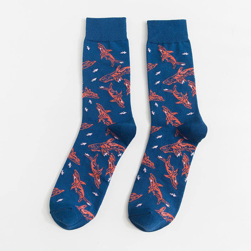 Chalier Men Cotton Socks Cartoon Animals Shark - CHALIER