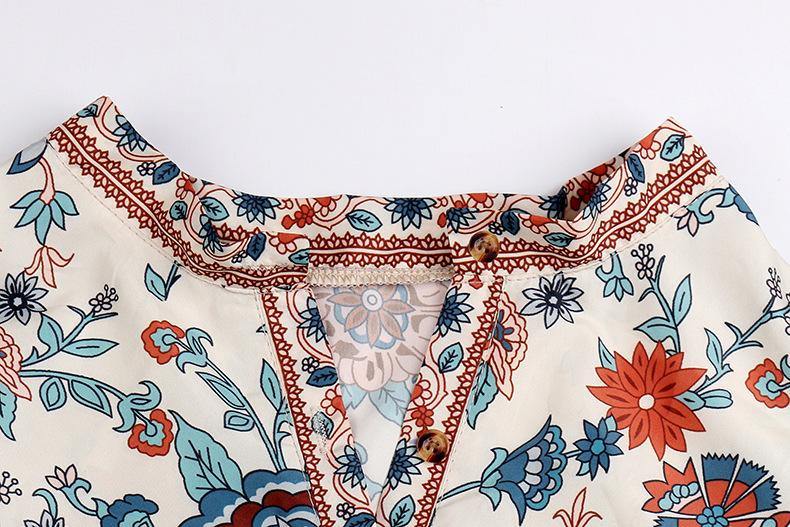 Women Floral Printed Long Sleeve Blouse - CHALIER