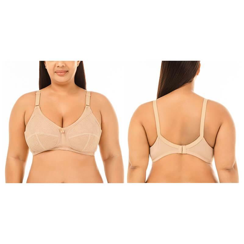 Womens Plus Size Padded Sexy Comfort Jacquard Pattern Push Up Bra - CHALIER