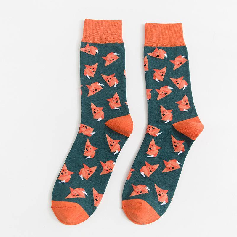 Chalier Men Cotton Socks Cartoon Animals Fox - CHALIER