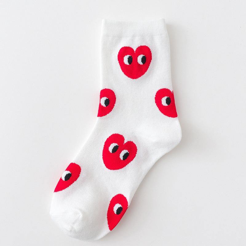 Womens Fun Socks Smiling Face Socks Hearts Cotton Socks Set 5 Pairs - CHALIER