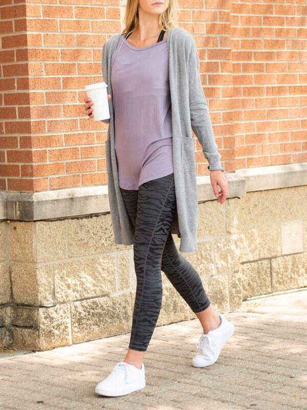 Chalier Black High Waist Tummy Control Zebra Stripes Print Leggings - CHALIER