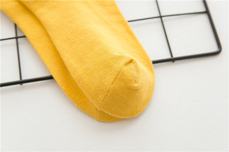 Chalier Mens Cotton Crew Casual Socks Fashion Style Yellow Unisex Socks
