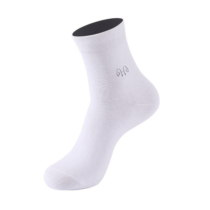 Mens Socks Steel Cotton Breathable High Breathability Horn Pattern Sports Cotton Socks Set 5 Pairs - CHALIER