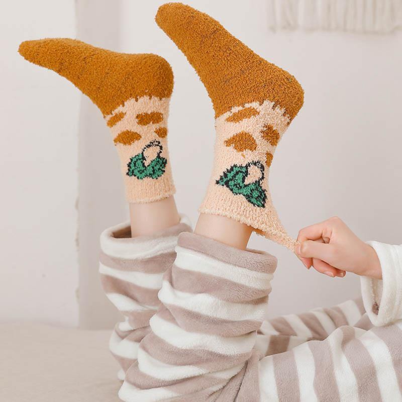 Womens Winter Warm Fuzzy Wool Slipper Socks Set Funny Cute Vegetables Series Set 5 Pairs - CHALIER