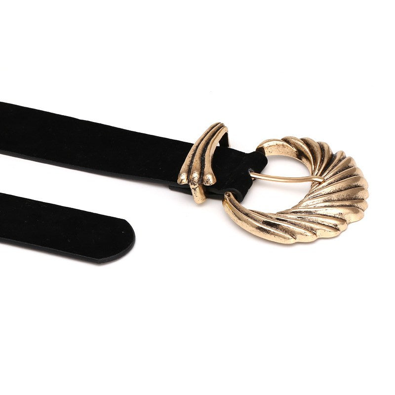 Women Fashion Dress Belt Design Circle Gold Metal Belt