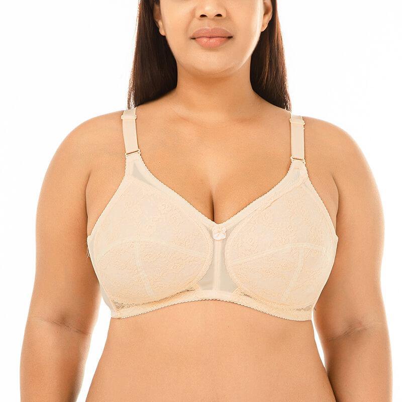 Womens Plus Size Padded Sexy Comfort Jacquard Pattern Push Up Bra - CHALIER