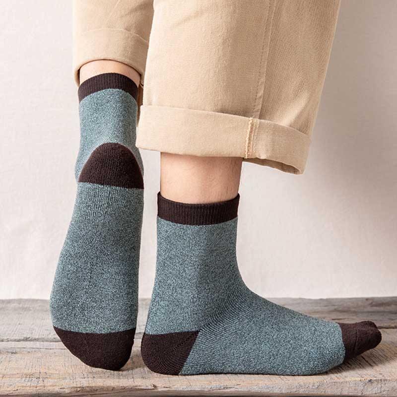 Mens Winter Warm Cozy Wool Socks Crew Thickened Towel Socks Set 6 Pairs - CHALIER