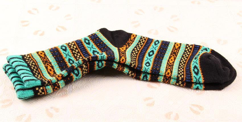 Chalier Men Winter Socks Colorful Stripes Green - CHALIER