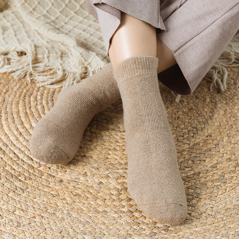 Womens Winter Thickened Knitted Crew Cotton Socks 5 Pairs