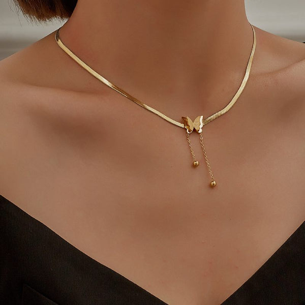 Female Design Necklaces Women Gold Hot Butterfly Choker Jewelry