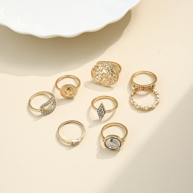 Female Design Rings Gold Fashionable Simple Jewelry Set