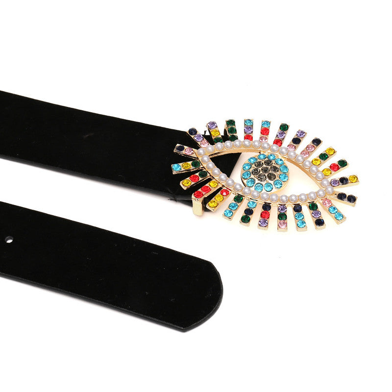 Women Design Dress Belt Fashion Eyes Colorful Metal Belt