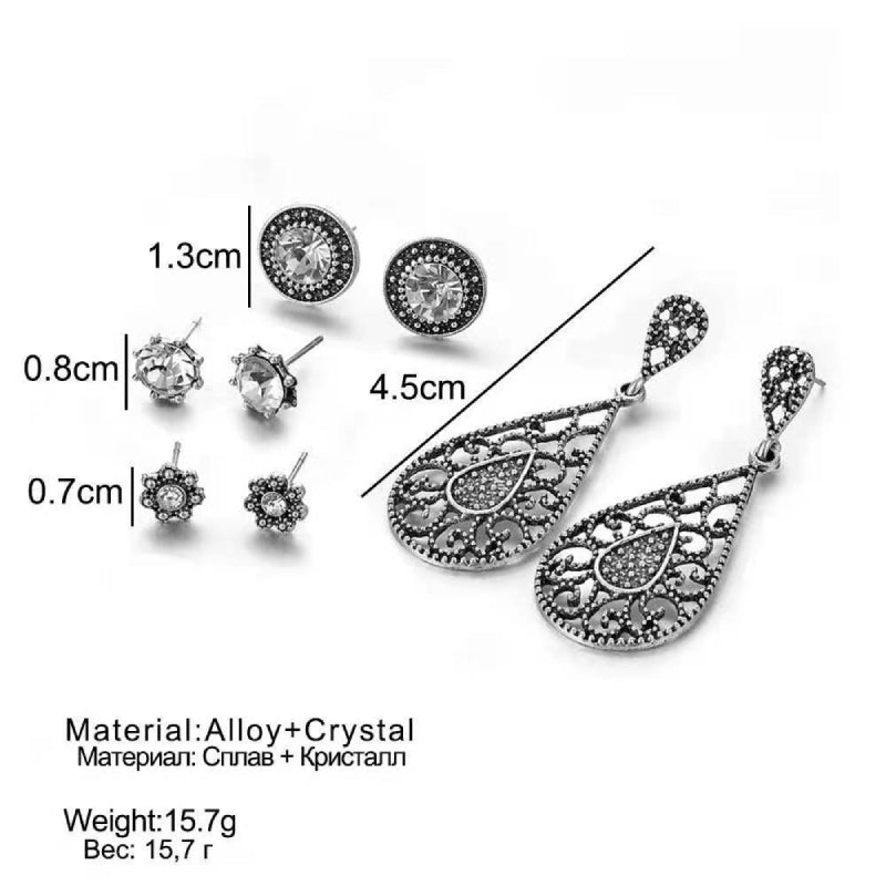 Female Bohemian Earrings Women Sliver Drop Earrings Set