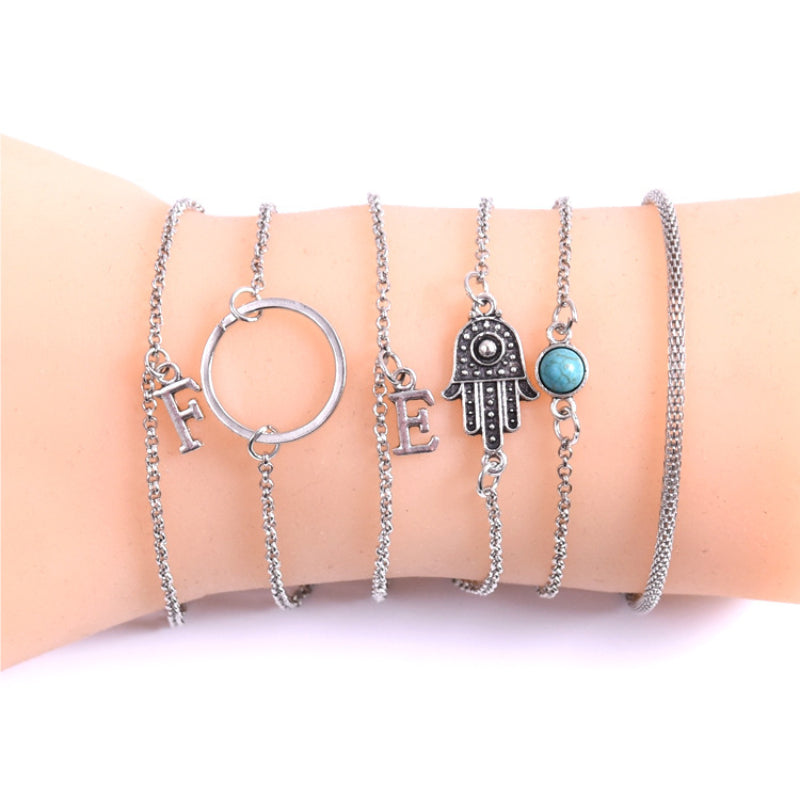 Female Design Bracelets Women Bohemia Letters Jewelry Set