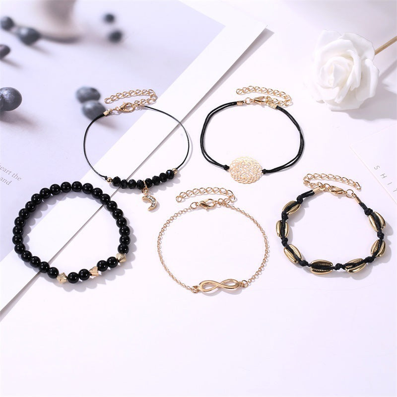 Female Bohemia Bracelets Women Hot Black Jewelry Set