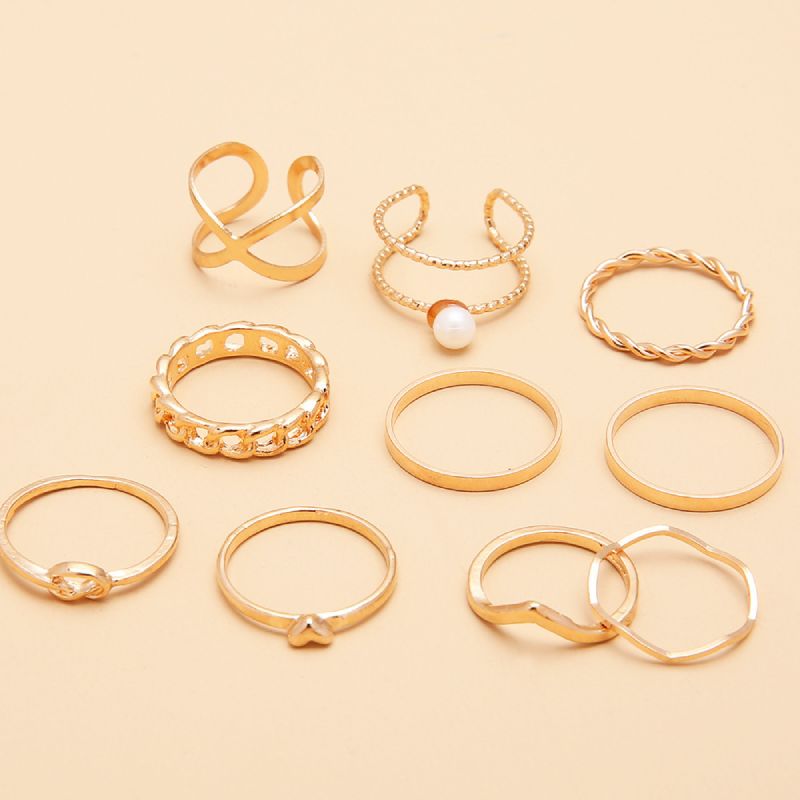 Female Fashionable Rings Woman Design Simple Gold Jewelry Set