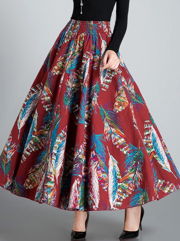 Women's Long Skirt Retro Printed Skirt