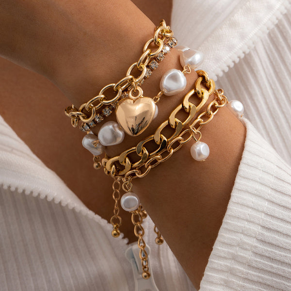 Female Fashionable Bracelets Woman Hot Heart Drop Jewelry Set