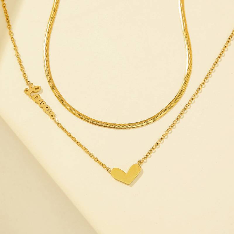 Female Hot Layered Necklaces Women Gold Choker Heart Design Jewelry
