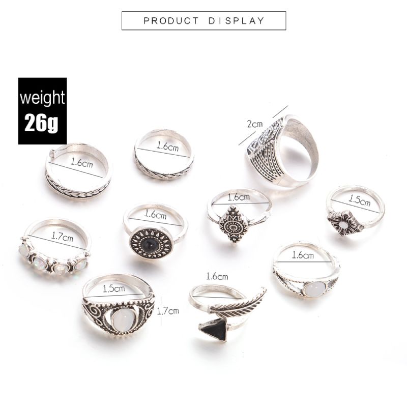 Female Design Silver Rings Woman Hot Bohemia Jewelry Set