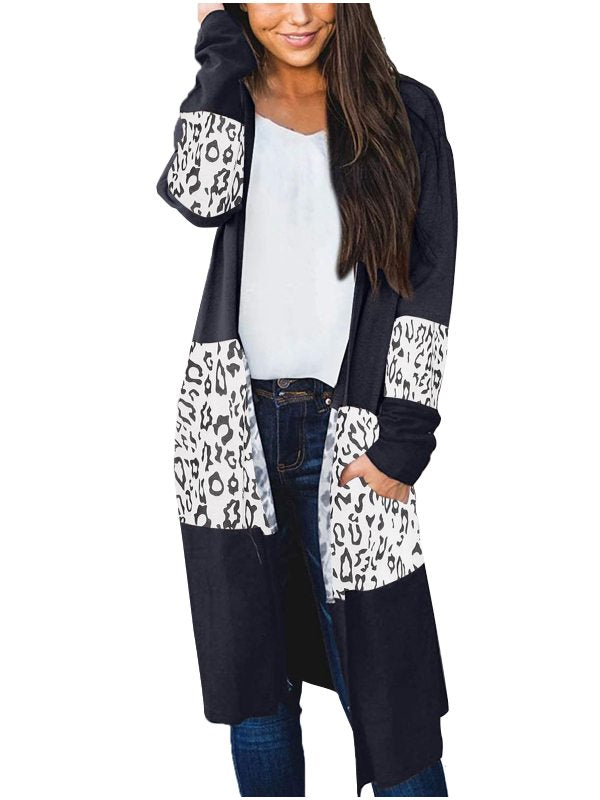 Women's Fashion Outwear Leopard Splice Coat