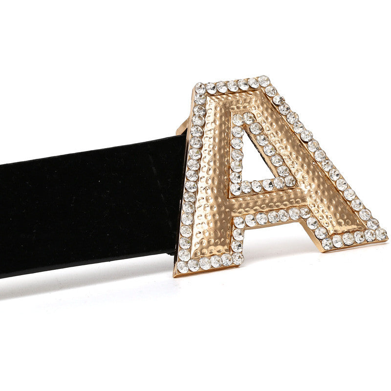 Women Fashion Dress Belt Hot Gold Letter Metal Belt
