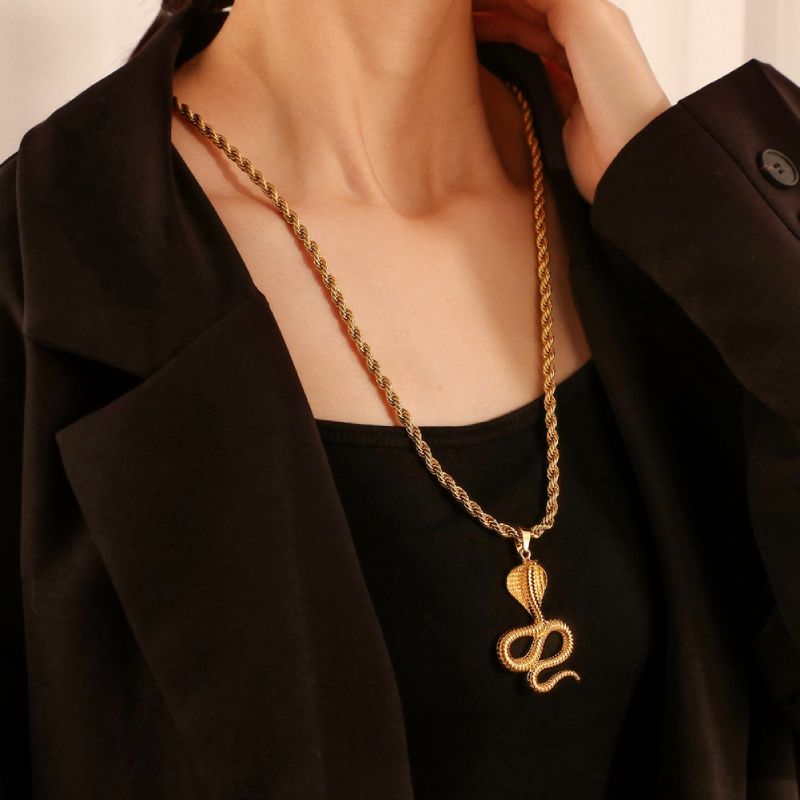 Female Long Necklaces Women Gold Choker Snack Design Jewelry