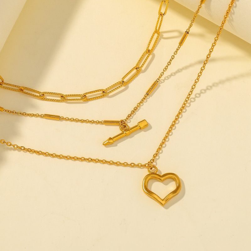 Female Hot Necklaces Women Gold Heart Choker Long Design Jewelry