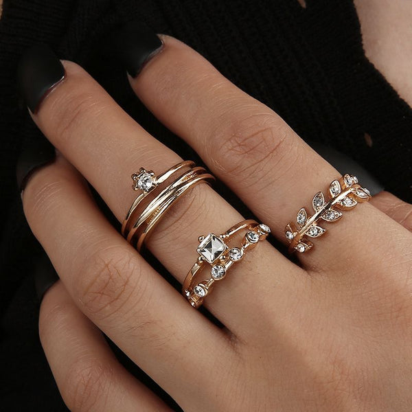 Female Fashionable Rings Woman Design Gold Jewelry Set