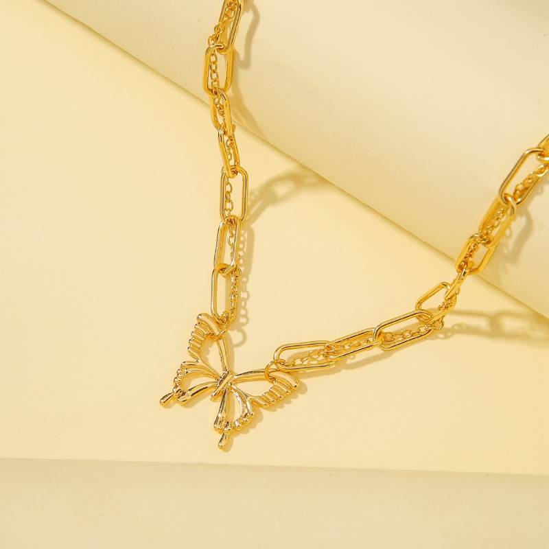 Female Hot Layered Necklaces Women Gold Choker Butterfly Design Jewelry