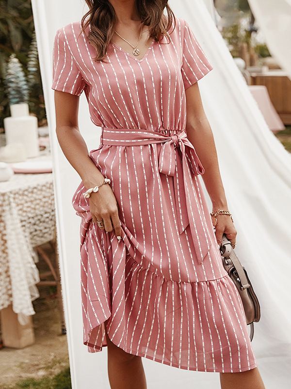 Women's Fashion Dress Hot V Neck Fringe Skirt