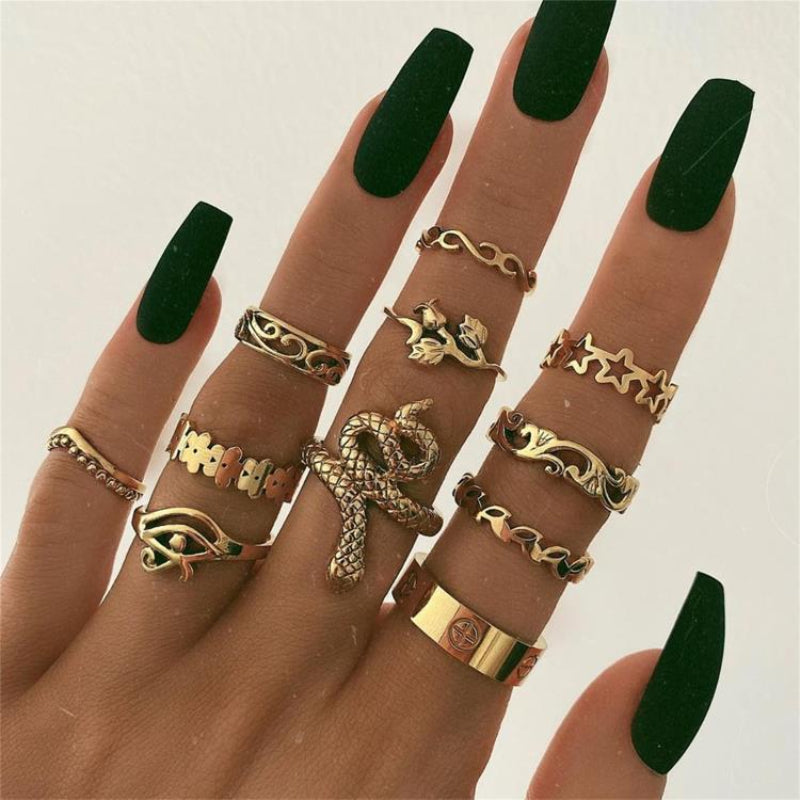 Female Design Rings Hot Gold Snack Woamn Jewelry Set