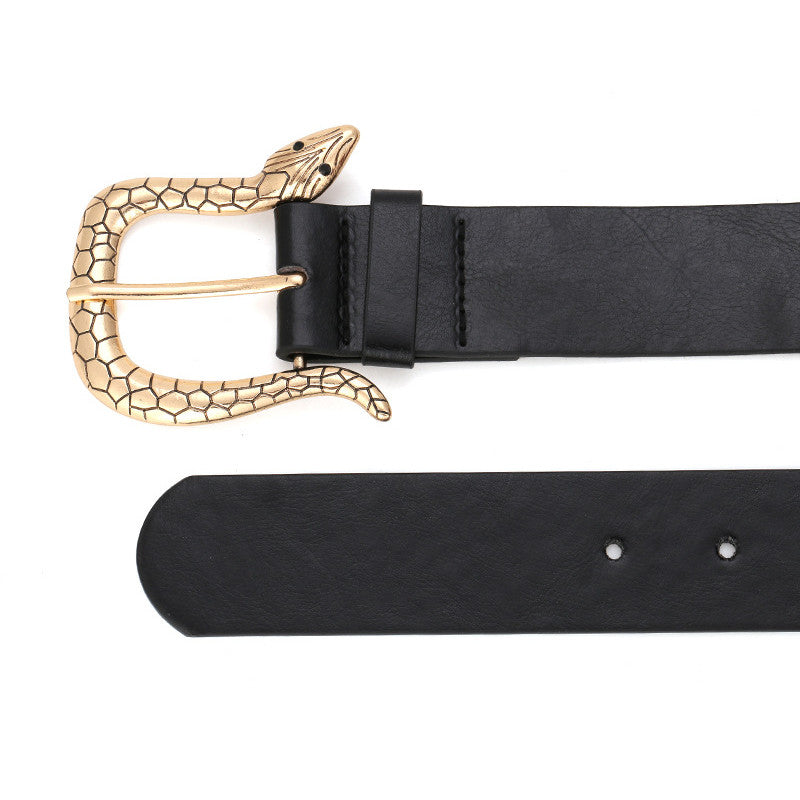 Women Design Dress Belt Fashion Gold Snake Metal Belt