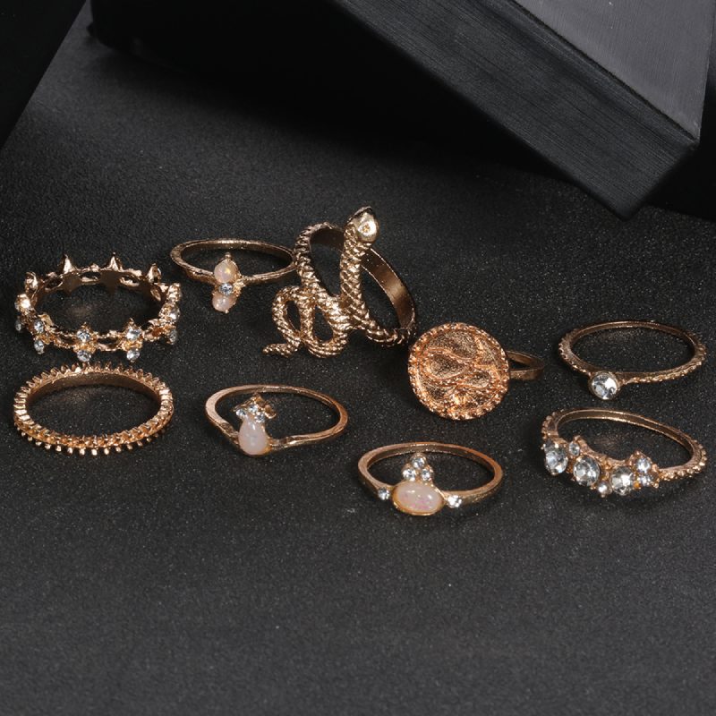 Female Design Hot Rings Gold Snack Woamn Jewelry Set
