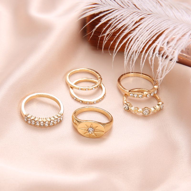 Female Design Gold Rings Woman Hot Stars Jewelry Set