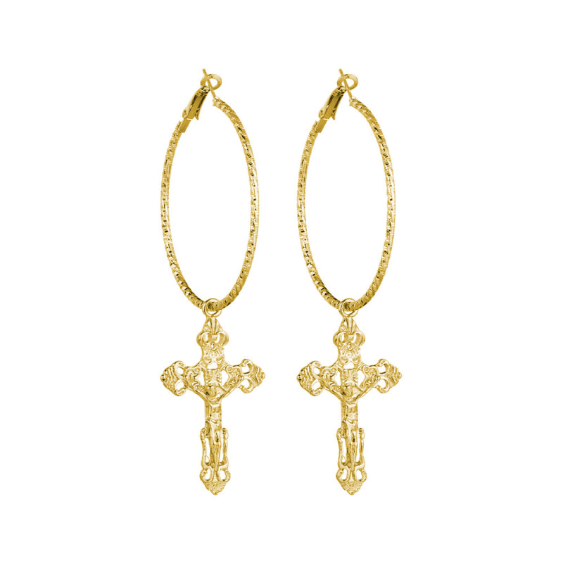 Female Hot Earrings Women Design Metal Crux Hoops Earrings