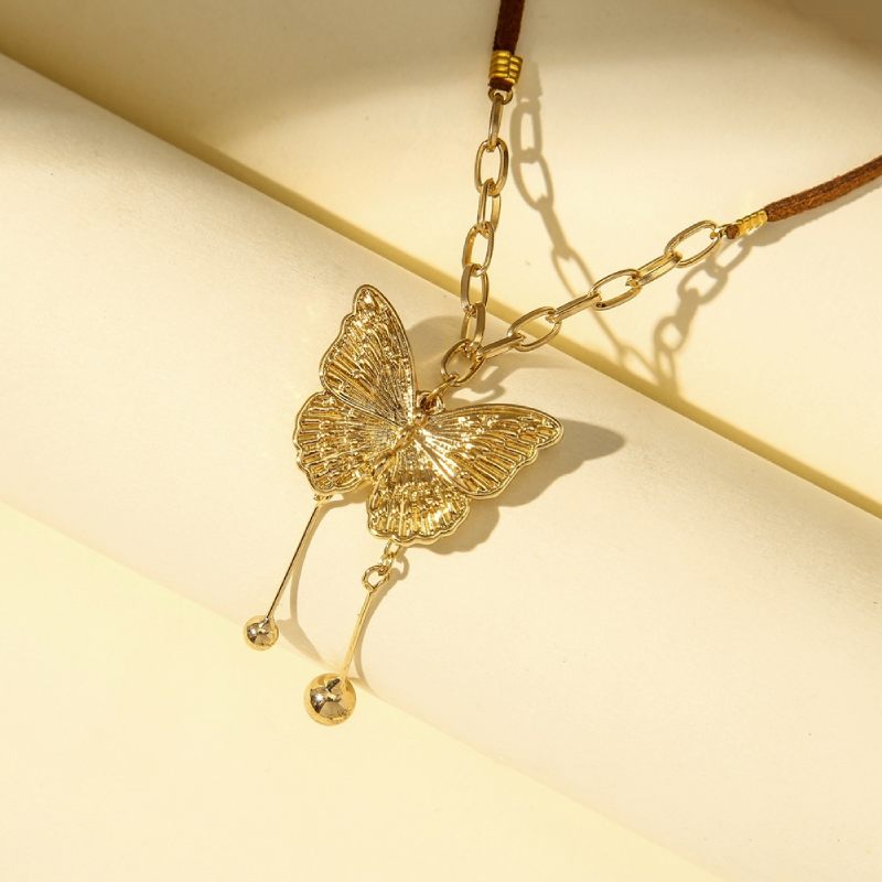 Female Hot Long Necklaces Women Gold Butterfly Choker Design Jewelry