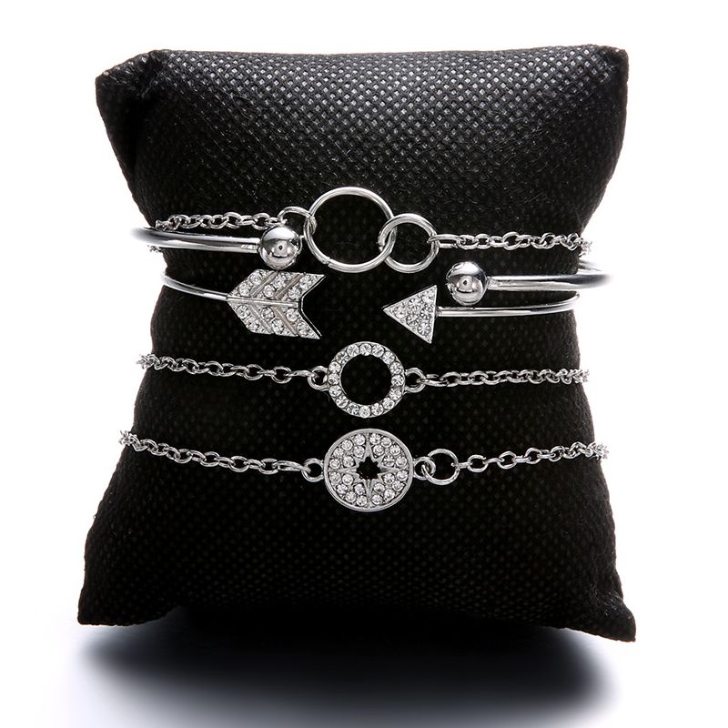 Female Fashionable Bracelets Woman Silver Design Jewelry Set