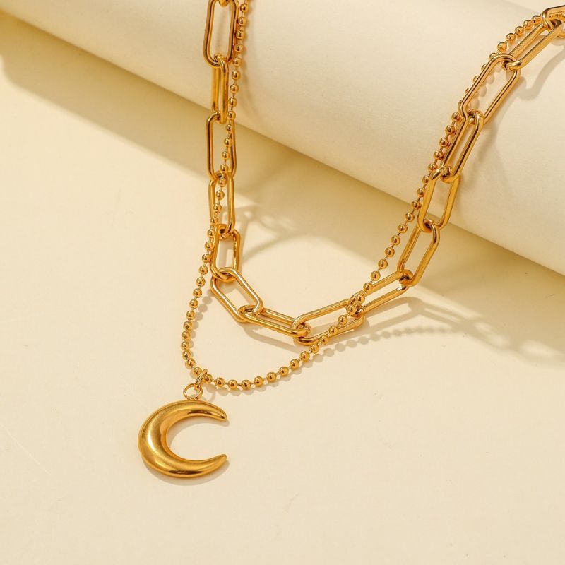 Female Hot Necklaces Women Gold Choker Moon Design Jewelry