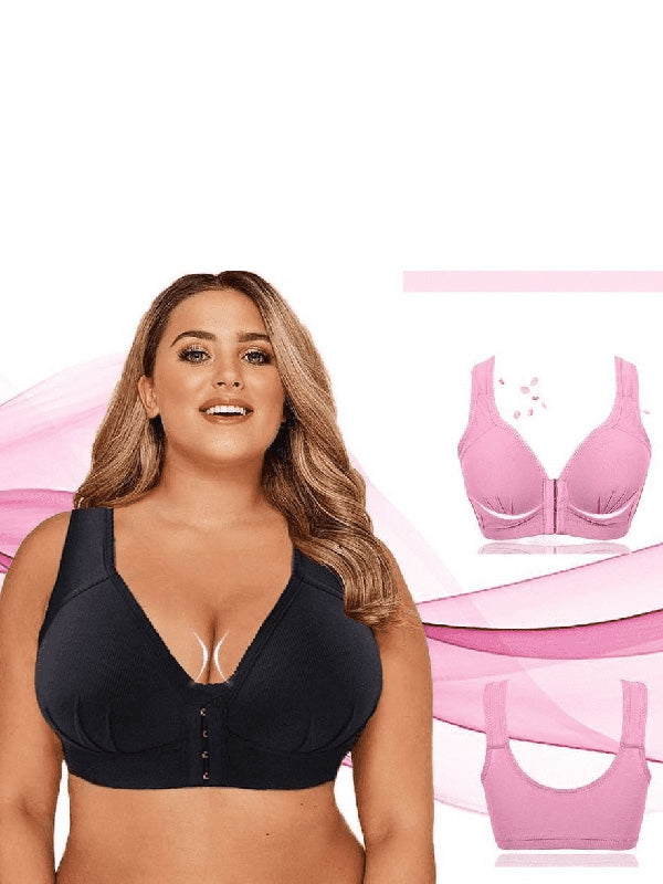 Plus Size Sexy Push Up Front Closure Bra Cotton Super Comfort