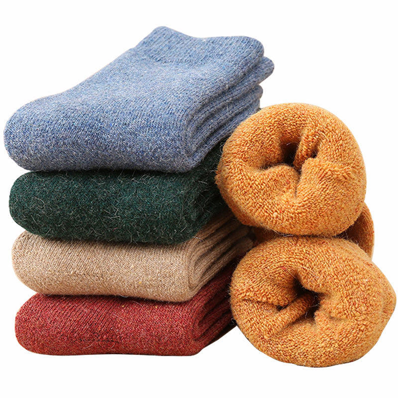 Womens Winter Thickened Knitted Crew Cotton Socks 5 Pairs