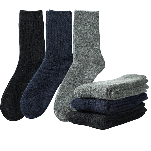 Winter Warm Solid Color Thickened Rabbit Wool Men's Socks