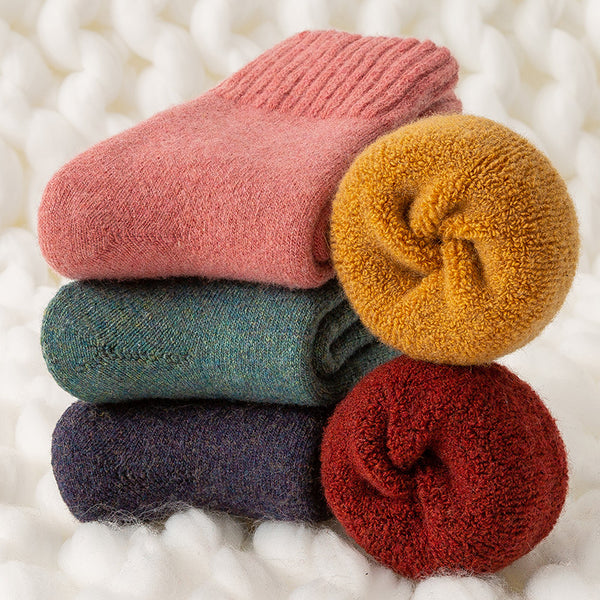 Womens Thickened Wool Winter Crew Socks 5 Pairs