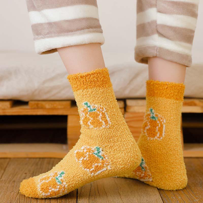 Womens Winter Warm Fuzzy Wool Slipper Socks Set Funny Cute Vegetables Series Set 5 Pairs - CHALIER