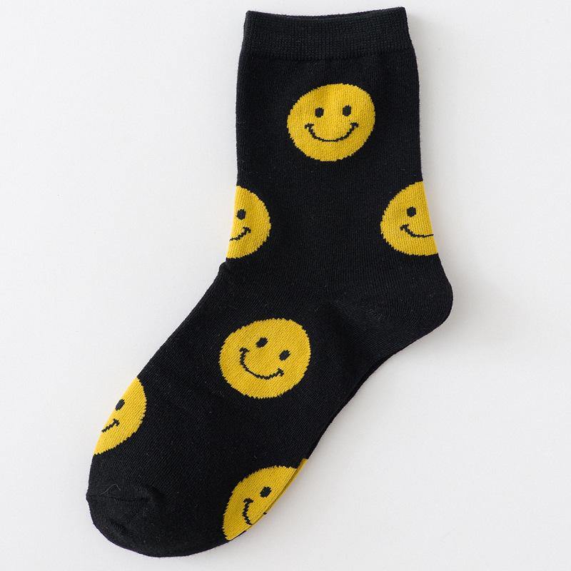 Womens Fun Socks Smiling Face Socks Hearts Cotton Socks Set 5 Pairs - CHALIER
