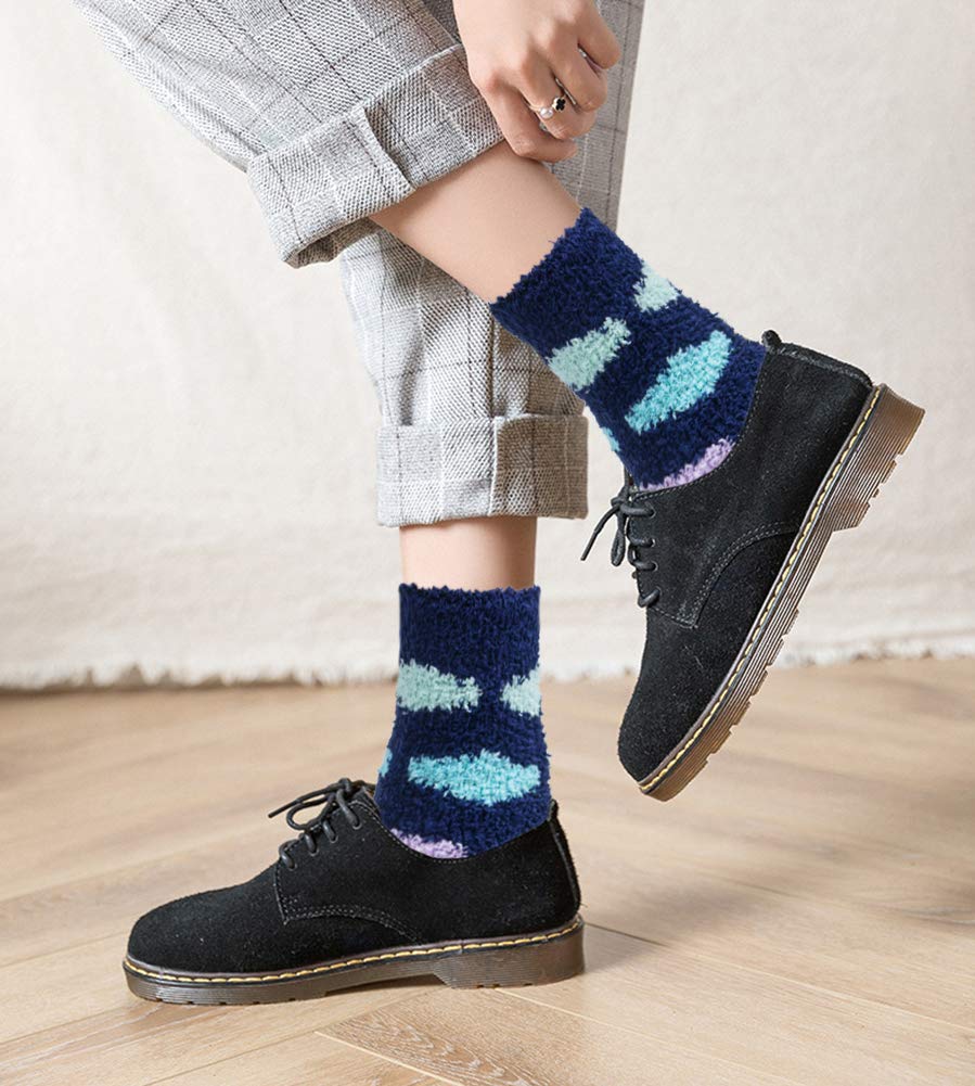 Womens Fuzzy Socks Winter Warm Soft Cozy Fluffy Slipper Socks Gifts 6 Pairs