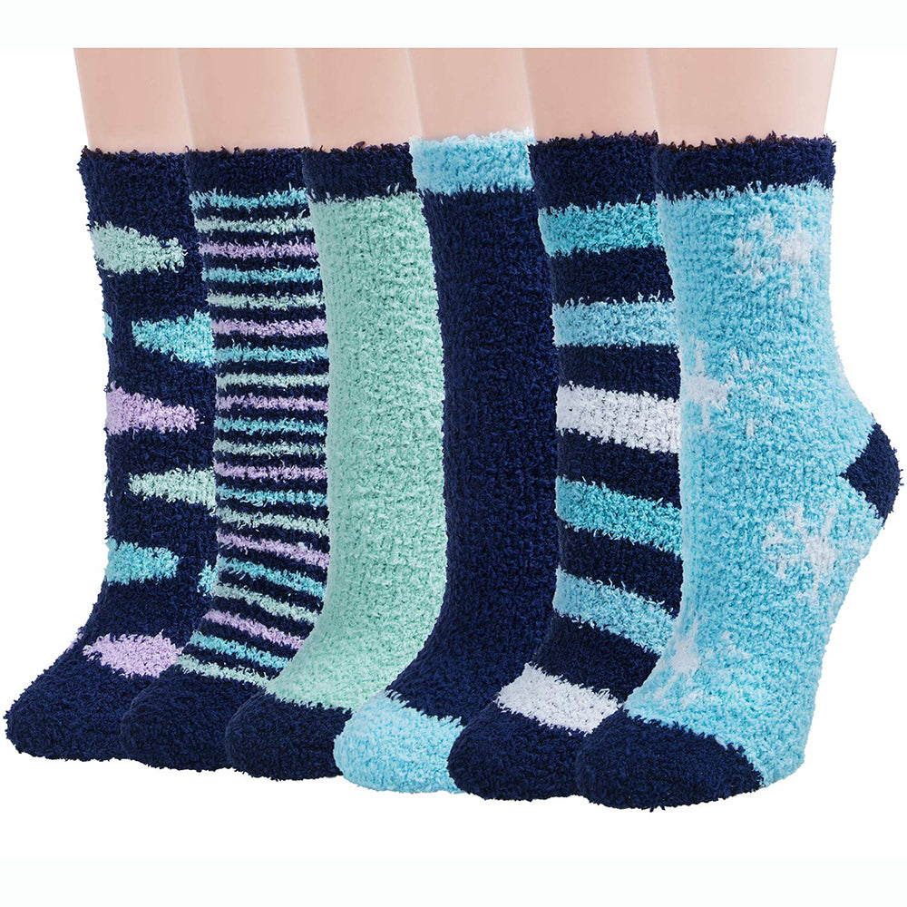 Womens Fuzzy Socks Winter Warm Soft Cozy Fluffy Slipper Socks Gifts 6 Pairs