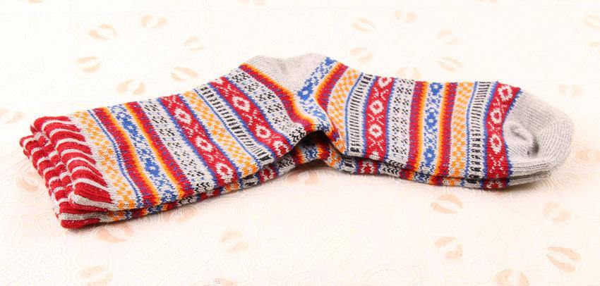Chalier Men Winter Socks Colorful Stripes Red - CHALIER